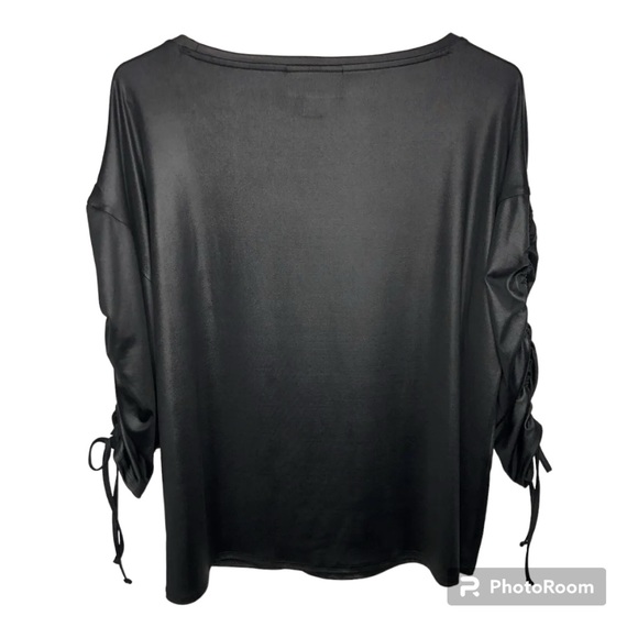 Elegant Black Blouse with Shiny Accents - Versatile Chic for Any Occasion! EUC - Picture 7 of 13
